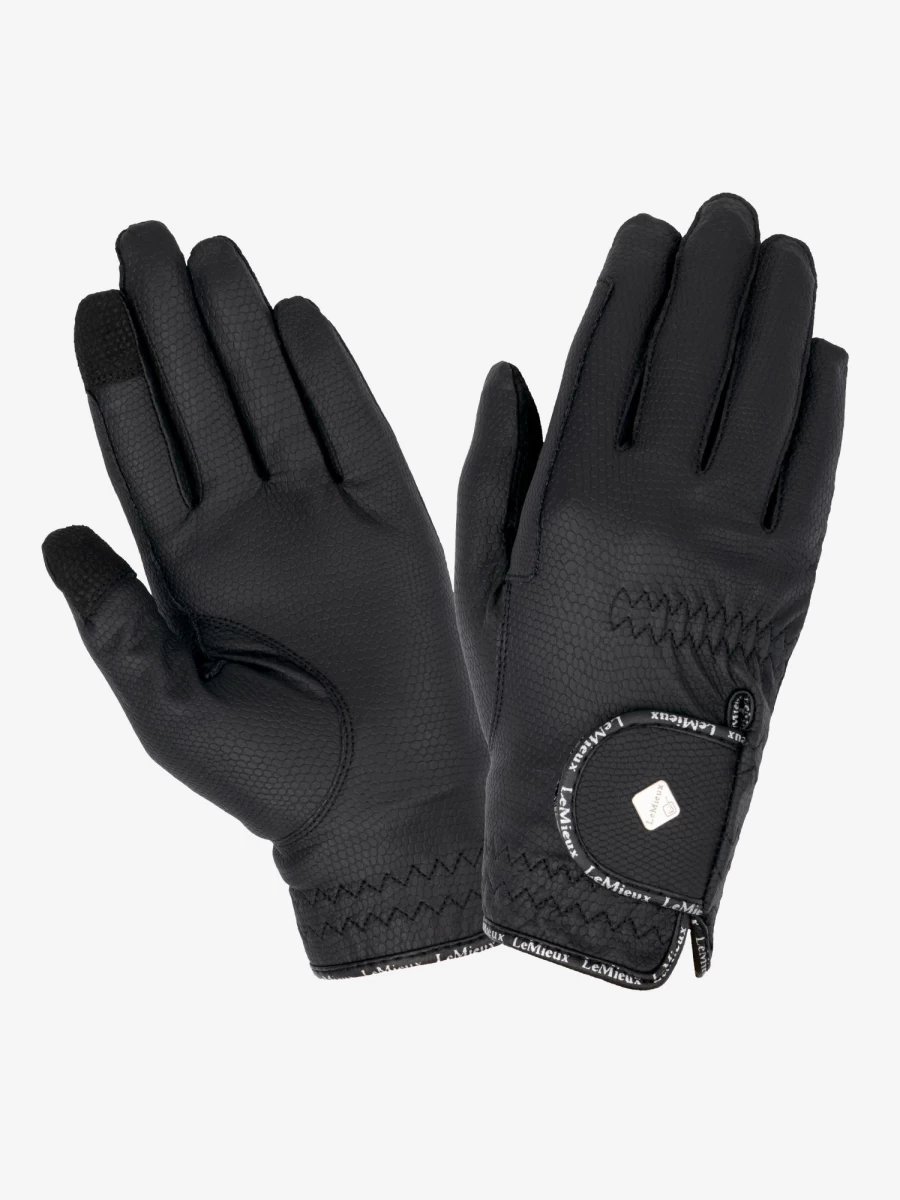 LeMieux Young Rider Classic Black Equestrian Riding Gloves for Horseback Riding