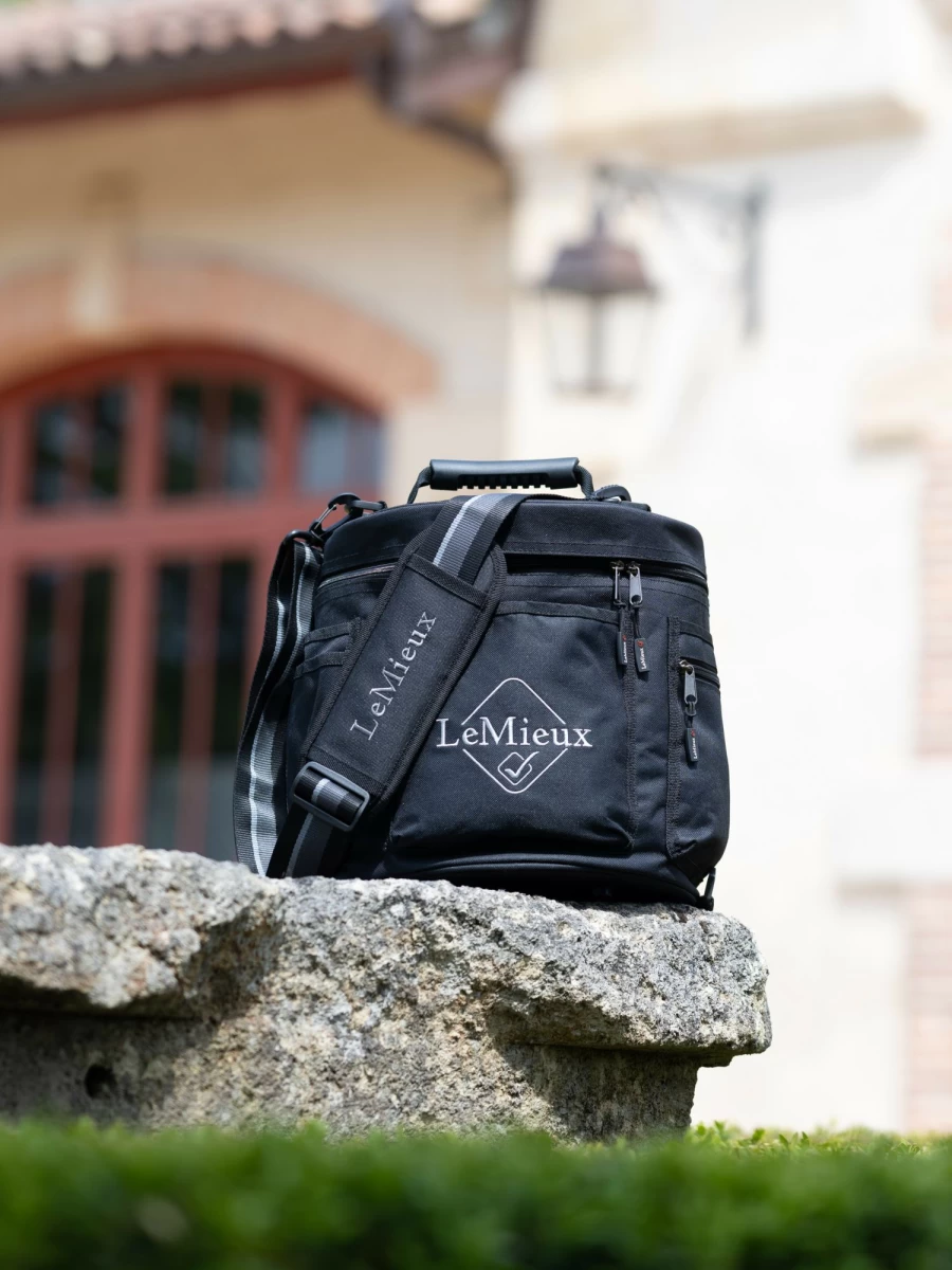 LeMieux Elite Black Circular Grooming Tote for Equestrian Accessories