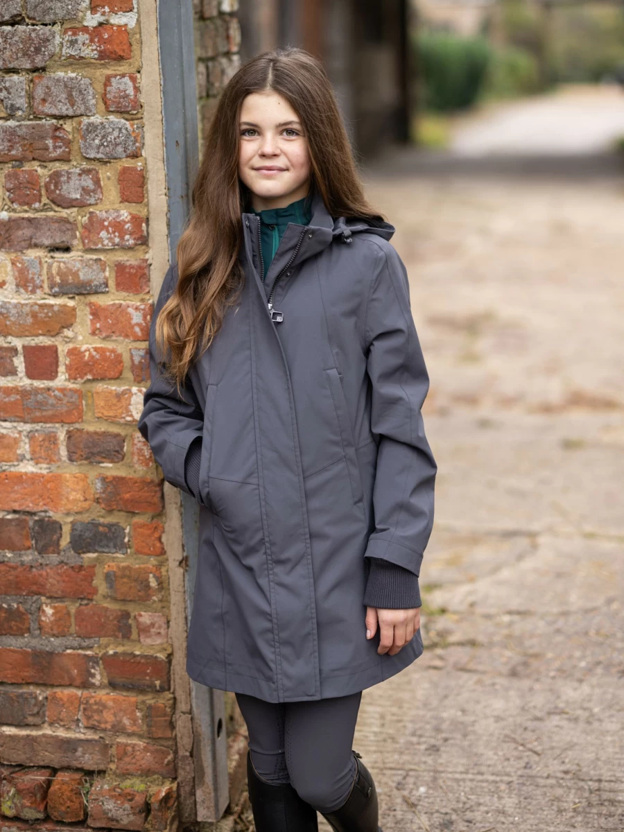 LeMieux Junior Pro Waterproof Riding Coat in Graphite – Lightweight & Breathable Equestrian Jacket for Kids
