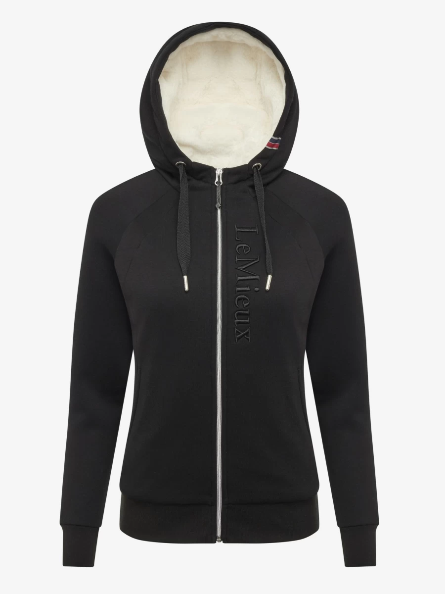 LeMieux Elite Sherpa Lined Zip-Through Hoodie for Men & Women - Warm Fleece-Lined Winter Jacket, Black