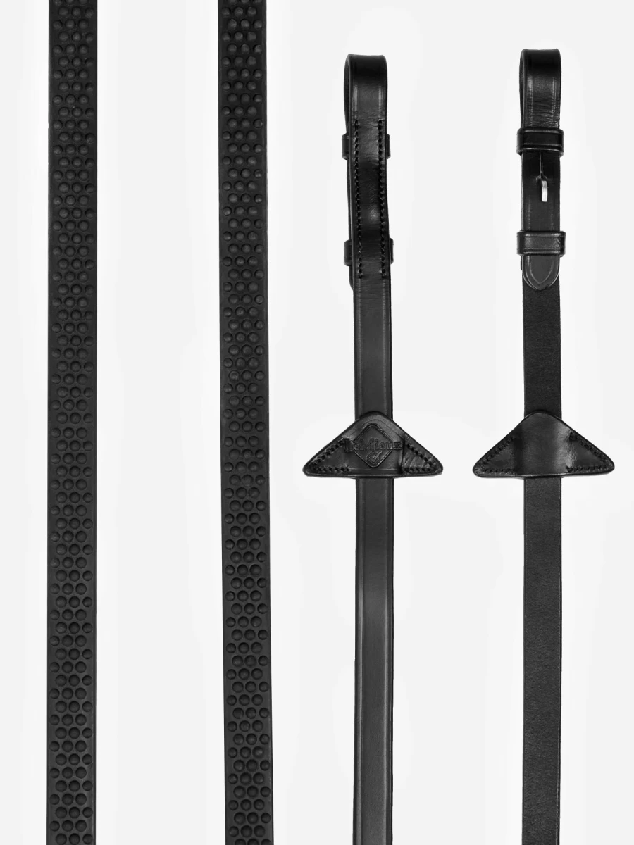 LeMieux Soft Rubber Black Horse Riding Reins for Comfort & Grip