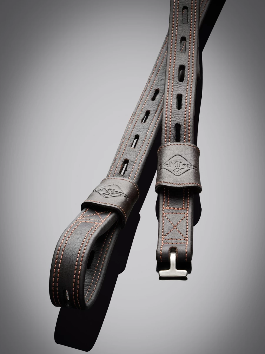 LeMieux Brown Vector Close Contact Stirrup Leathers for Equestrian Riding