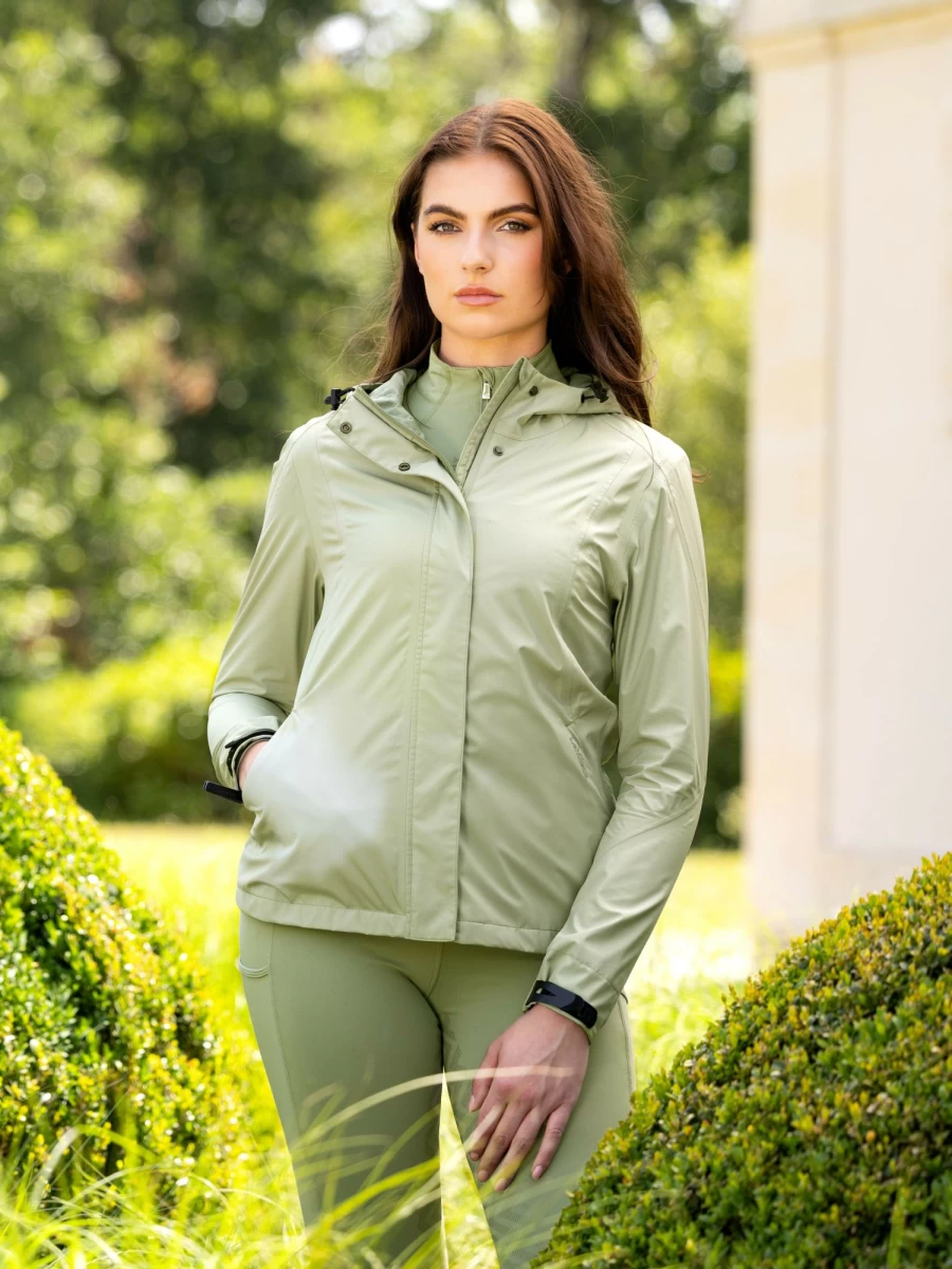 LeMieux Isla Short Waterproof Jacket for Women - Lightweight Raincoat in Fern Green
