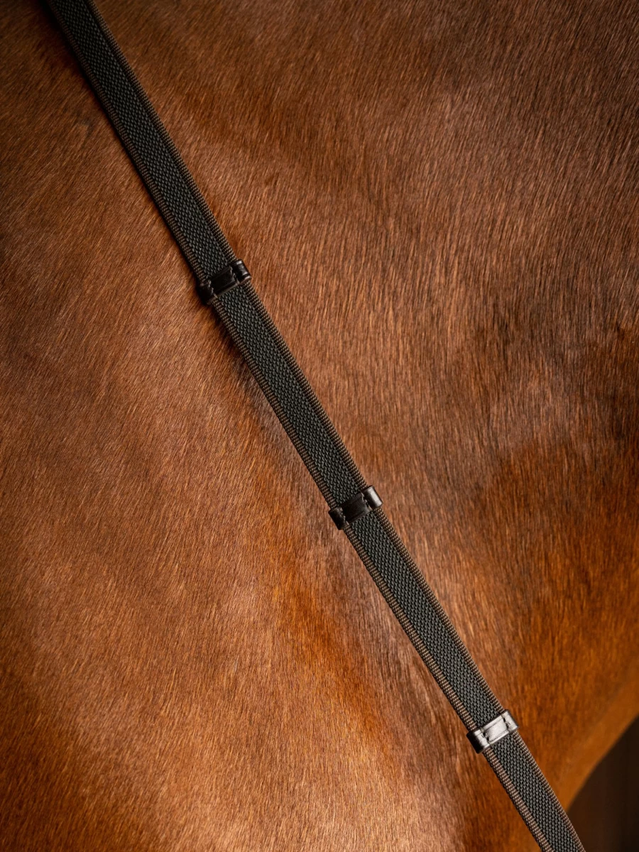 LeMieux Havana/Silver Rubber Grip Continental Reins for Enhanced Control and Comfort