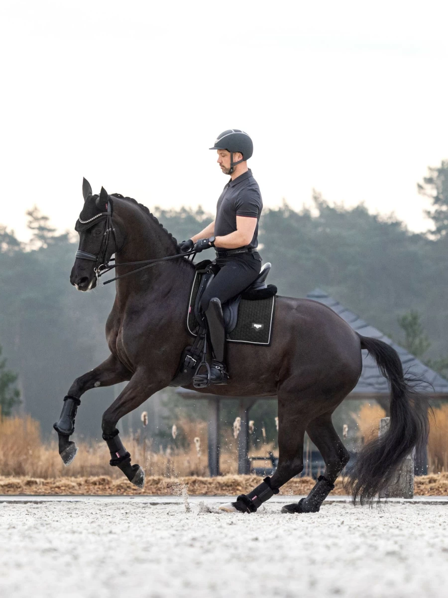 LeMieux Black Suede Dressage Square Saddle Pad - Puissance Collection