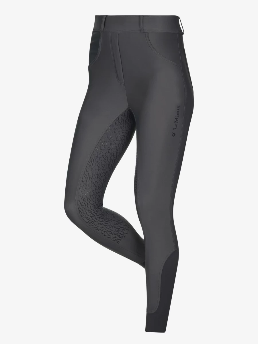 LeMieux Demi Grey Breeching Pull On Riding Tights with Full Seat