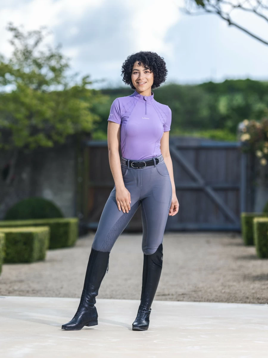 LeMieux Demi Grey Breeching Pull On Riding Tights with Full Seat