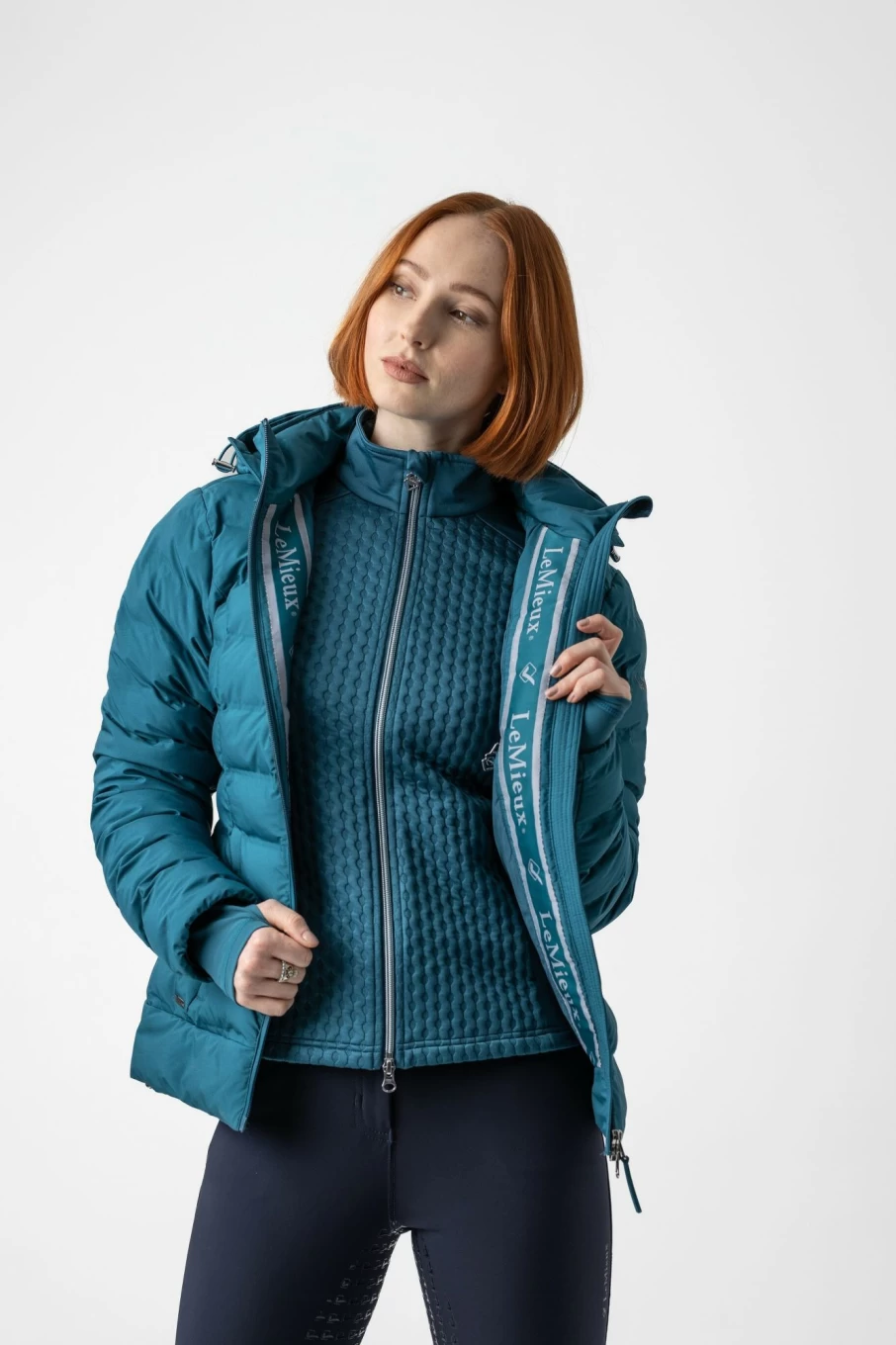 LeMieux Waterproof Puffer Jacket for Women - Insulated Winter Coat, Marine Blue, Lightweight & Warm Outdoor Apparel