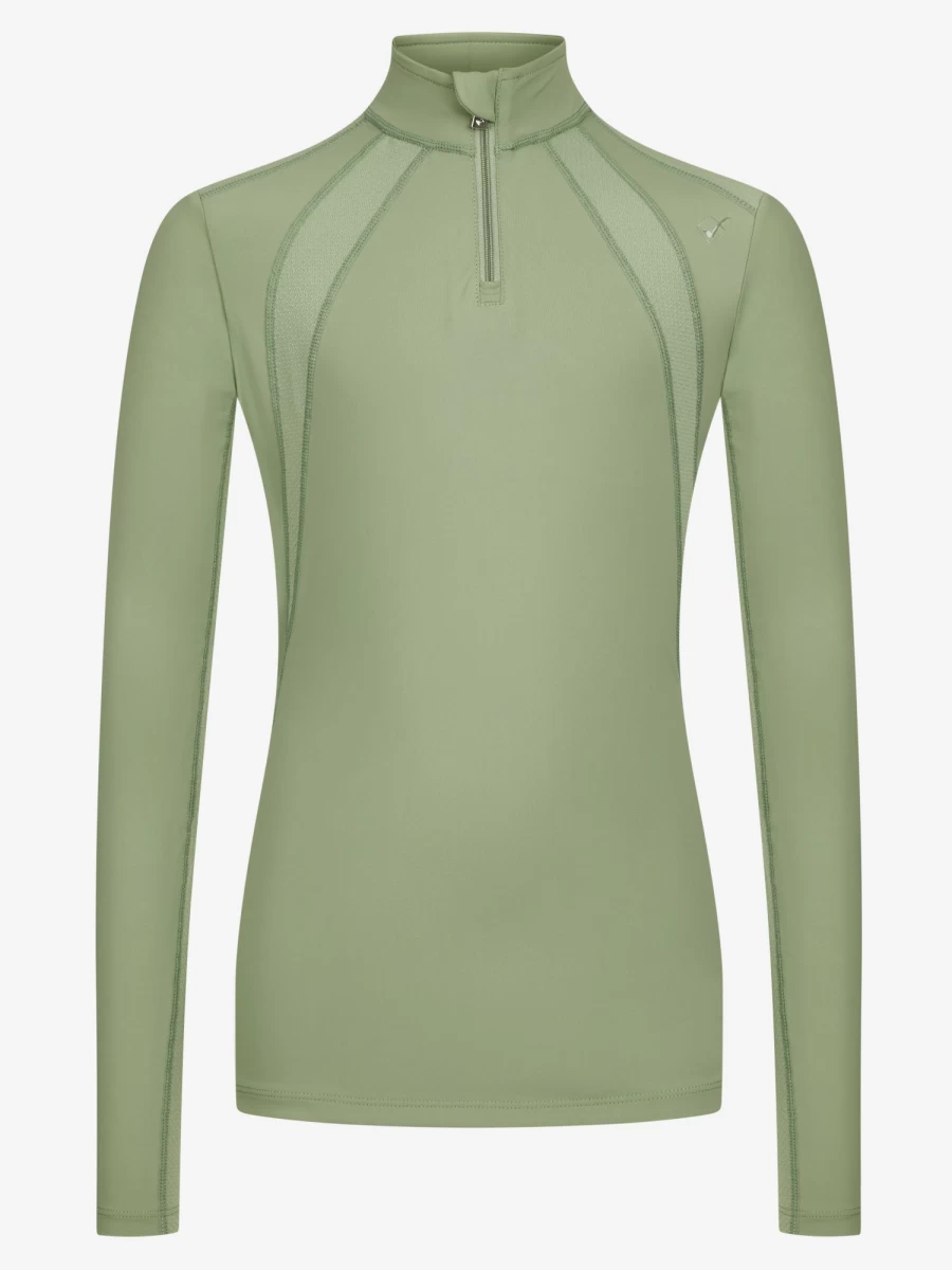 LeMieux Young Rider Mia Mesh Base Layer Top in Thyme for Equestrian Sports