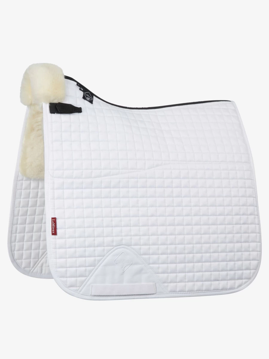 LeMieux Merino Wool Dressage Square White/Natural Half Lined Horse Riding Blanket Large