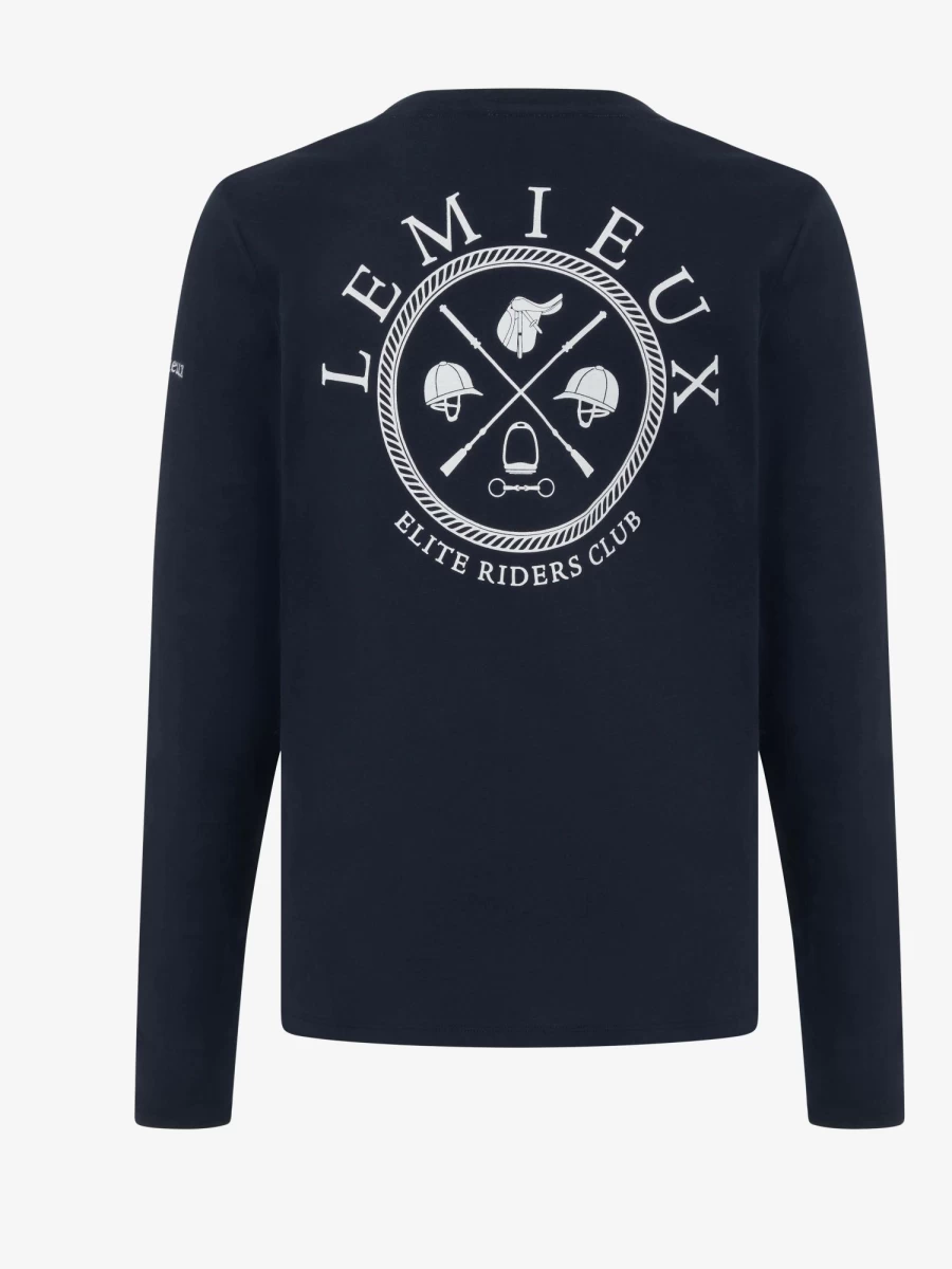 LeMieux Young Rider Lara Long Sleeve T-Shirt for Equestrian - Navy Blue Riding Top