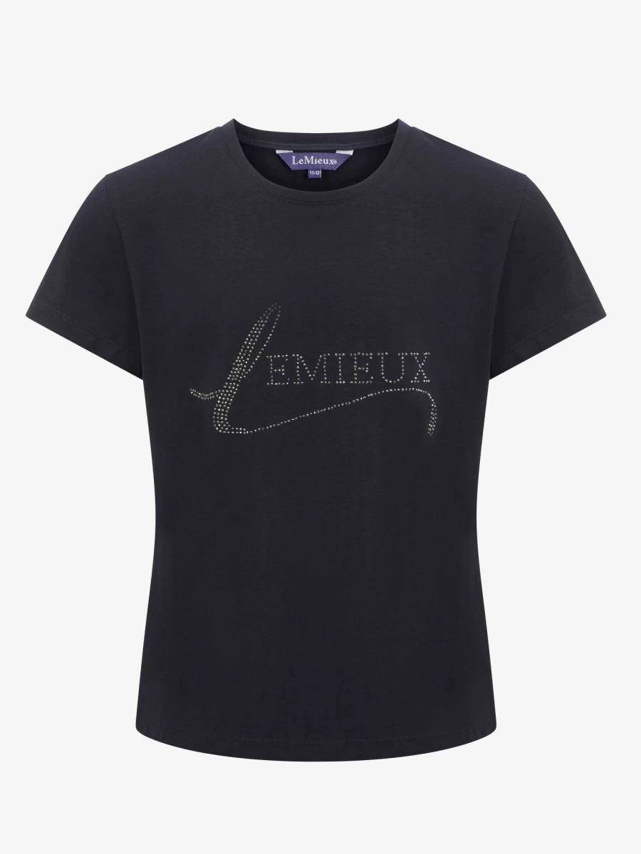 LeMieux Young Rider Diamante Embellished Navy Equestrian T-Shirt for Horse Riding