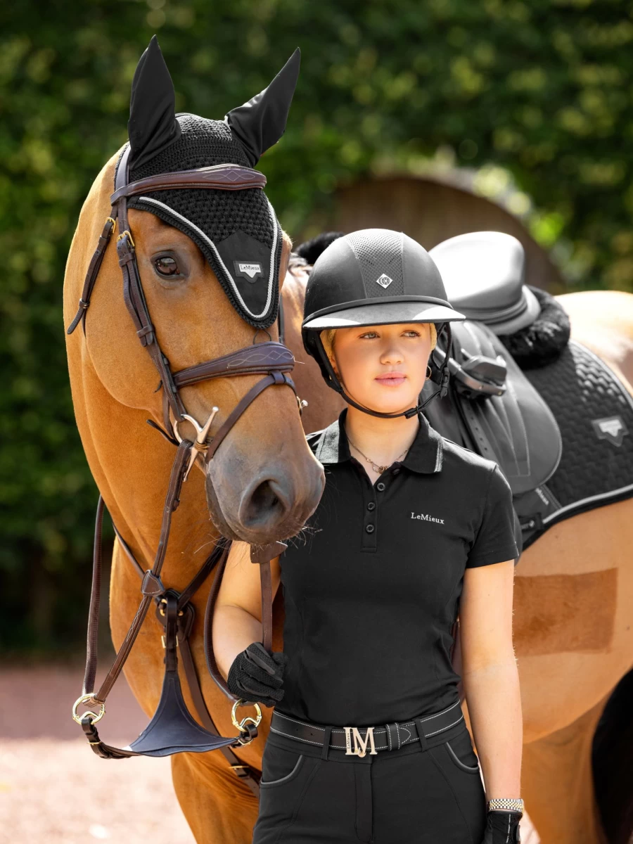 LeMieux Puissance Fly Hood - Lightweight Breathable Horse Fly Mask in Black for Sun & Insect Protection