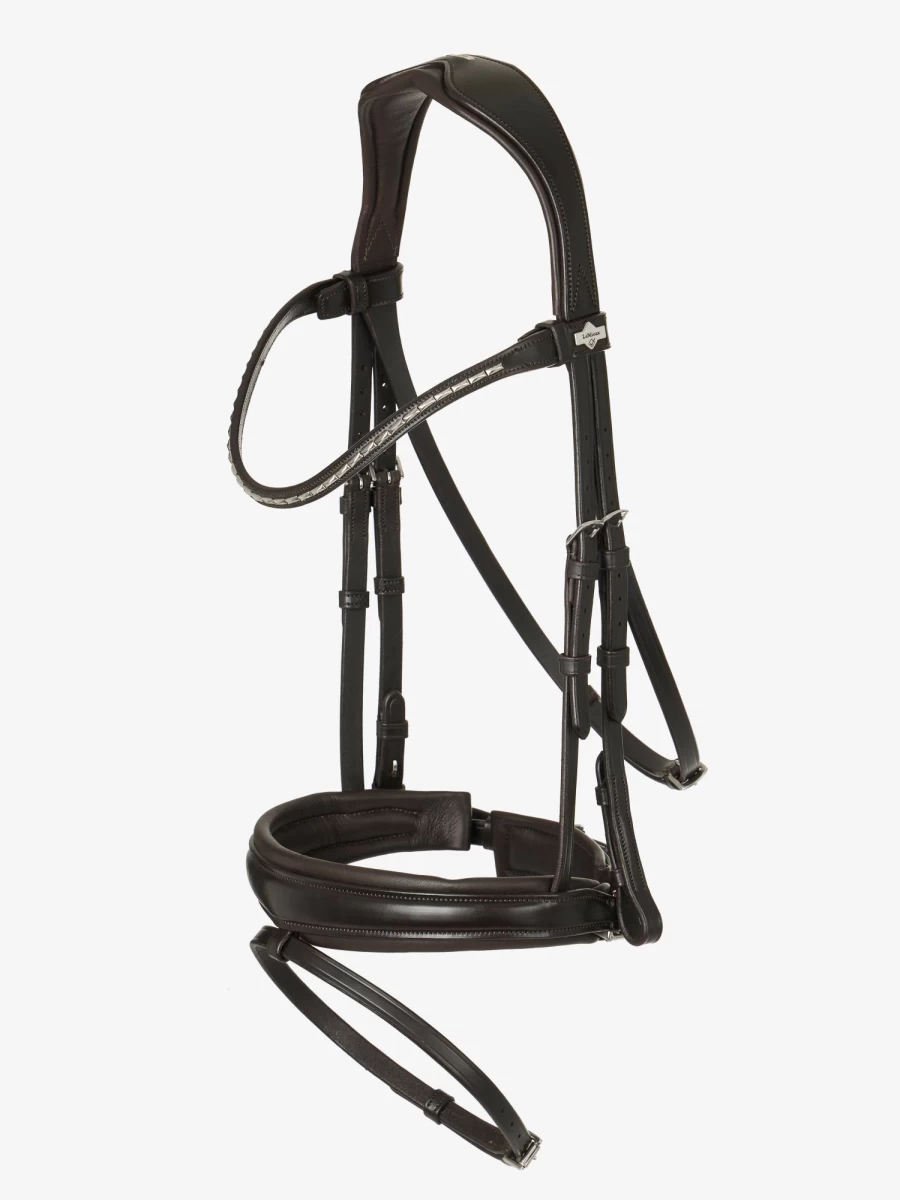 LeMieux Kudos Classic Dressage Bridle - Premium Brown Leather Equestrian Bridle for Horse Riding
