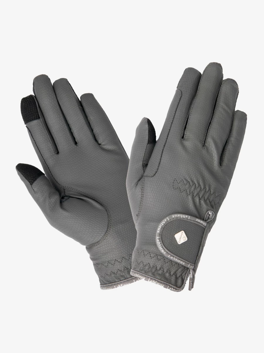 LeMieux Classic Grey Equestrian Riding Gloves for Horseback Riding