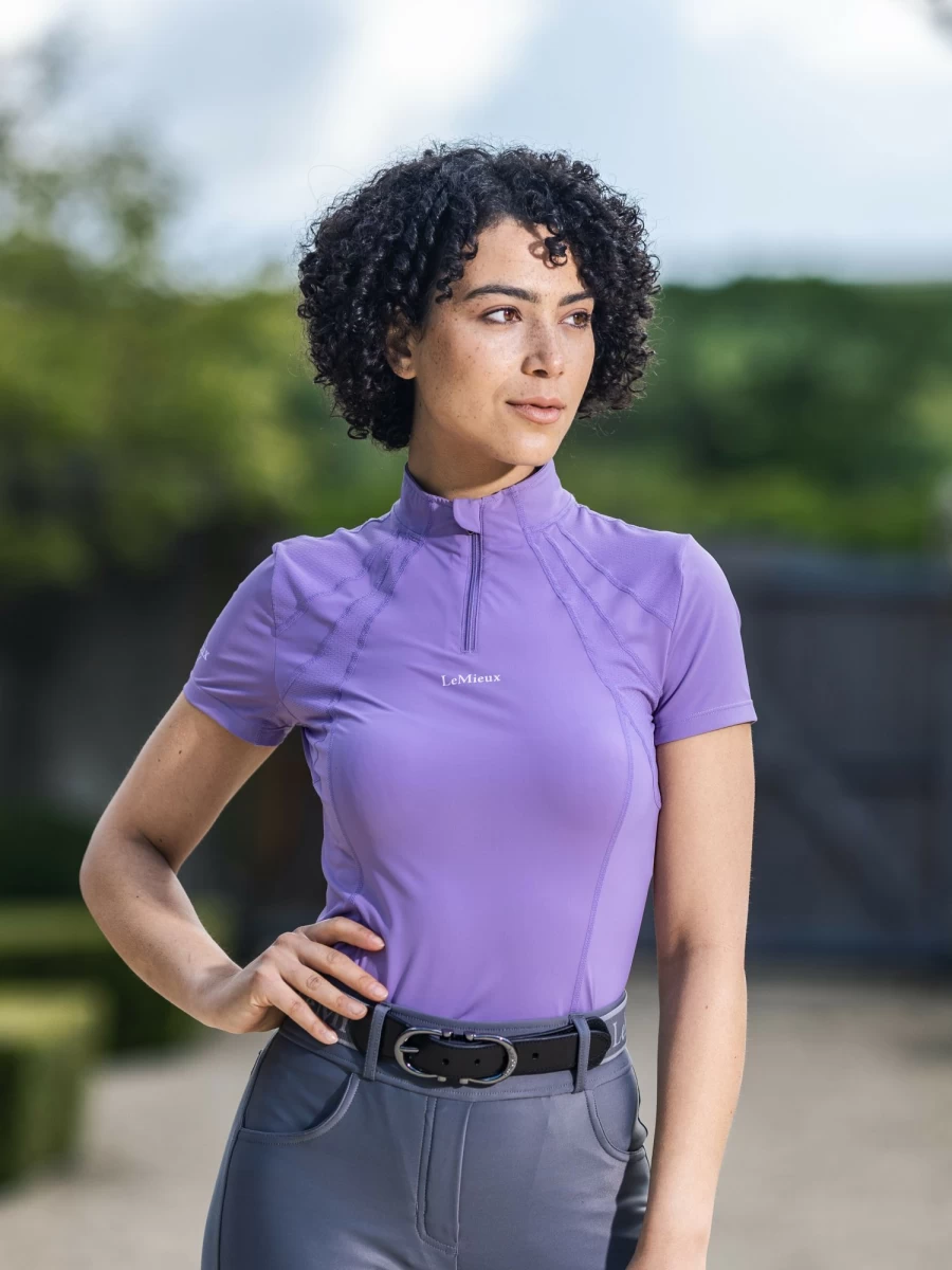LeMieux Mia Mesh Short Sleeve Base Layer Top - Lightweight & Breathable Iris Color