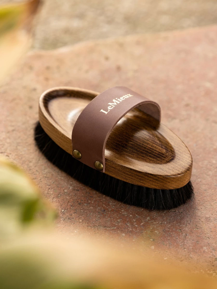 LeMieux Artisan Lambswool Body Brush for Horses - Premium Brown Grooming Tool for Equine Care