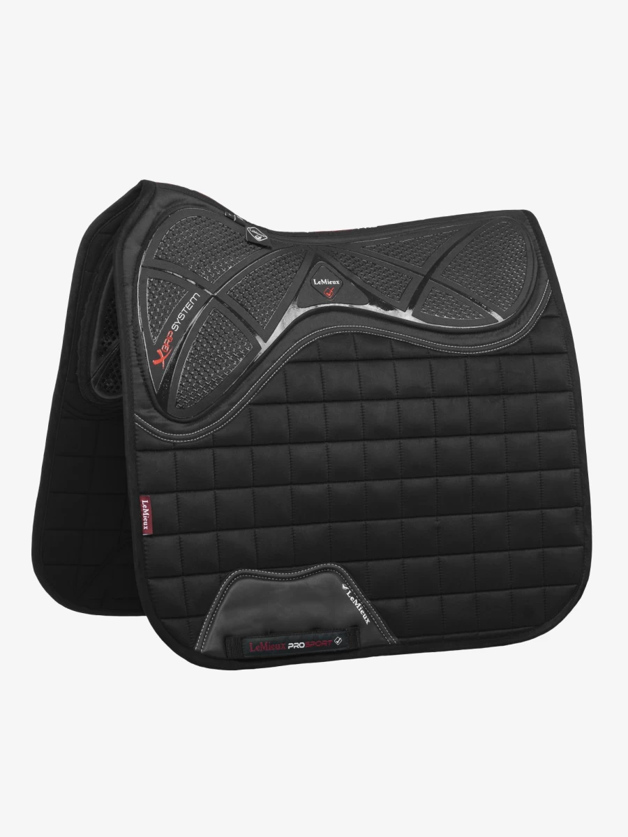 LeMieux X-Grip Twin Sided Dressage Saddle Pad - Large Square Black Equestrian Grip