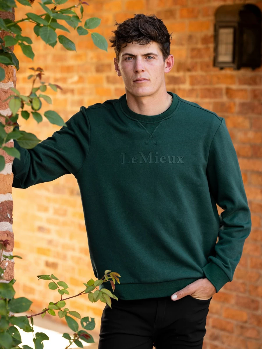 LeMieux Men's Spruce Green Elite Crewneck Sweatshirt - Soft Cotton Casual Pullover