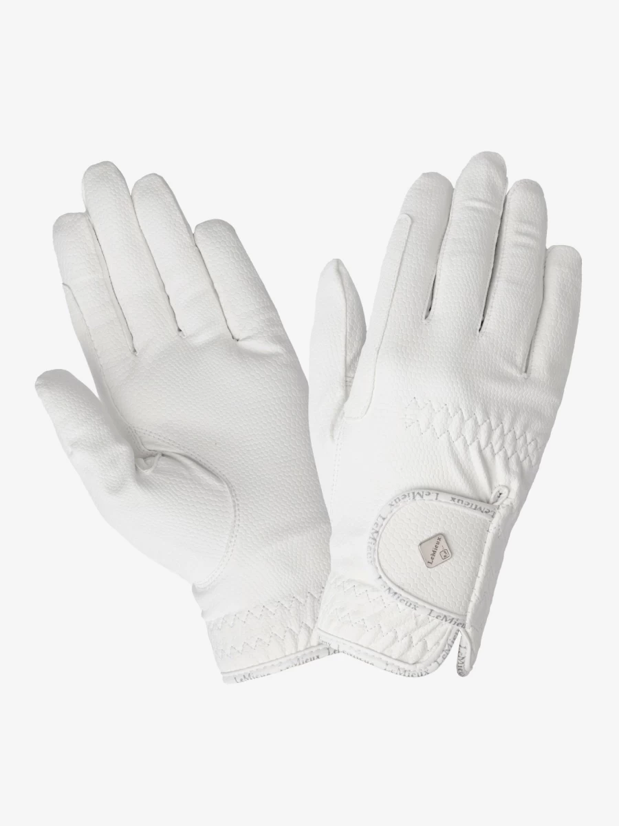 LeMieux Classic White Equestrian Riding Gloves for Horseback Riding