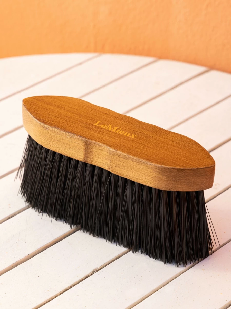 LeMieux Artisan Flick Brush - Premium Brown Horse Grooming Tool for Shine & Detailing