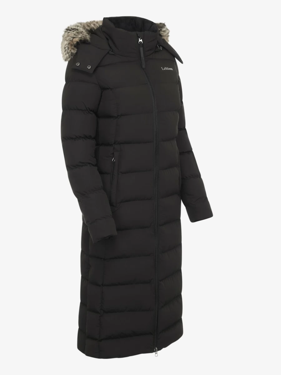 LeMieux Harper Longline Puffer Coat for Women - Warm Winter Jacket, Black Quilted Outerwear