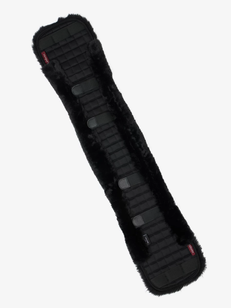 LeMieux Simuwool Dressage Girth Cover - Black, Horse Riding Girth Sleeve for Comfort & Protection