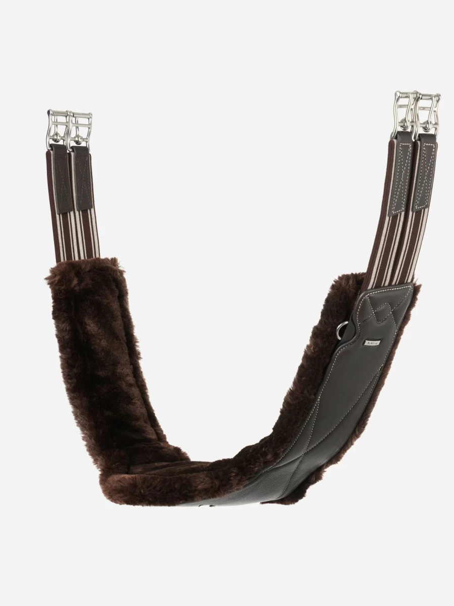 LeMieux Arika Simuwool Contoured Long Girth - Premium Brown Horse Girth for Comfort & Fit