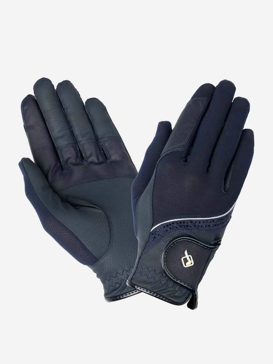 LeMieux Navy Blue Crystal-Embellished Equestrian Riding Gloves