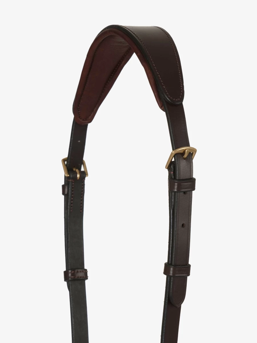 LeMieux Running Martingale Horse Training Aid in Brown with Brass Fittings