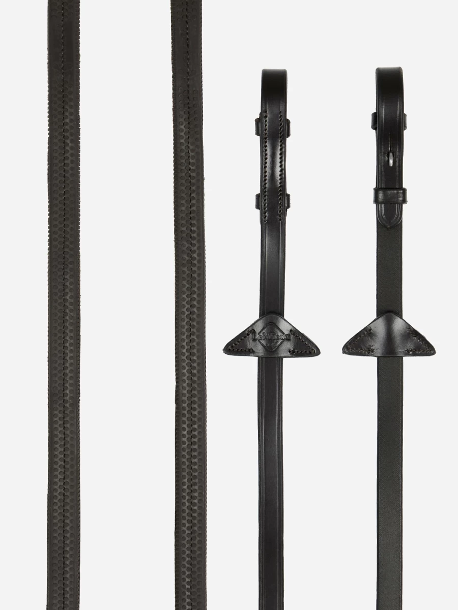 LeMieux Rubber Reins for Horses - Durable Brown/Silver Equestrian Training Equipment