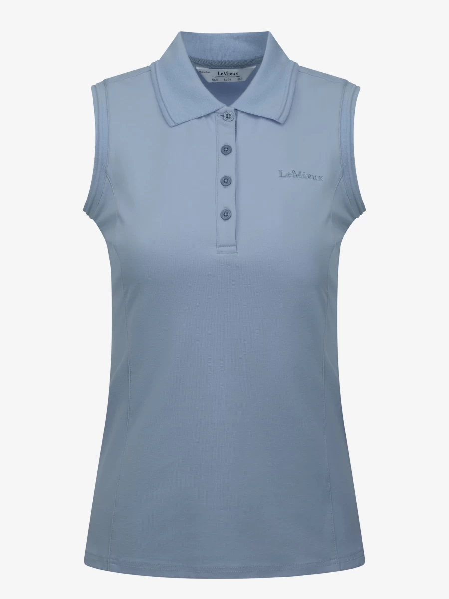 LeMieux Denim Sleeveless Polo Shirt for Men & Women - Breathable Casual Summer Top