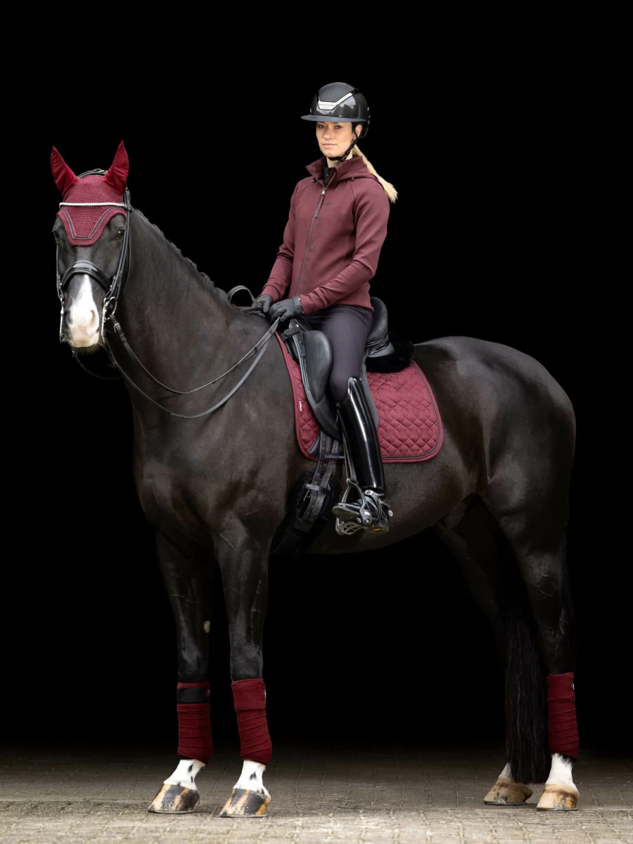LeMieux Burgundy Crystal Fly Hood - Elegant Horse Riding Accessory