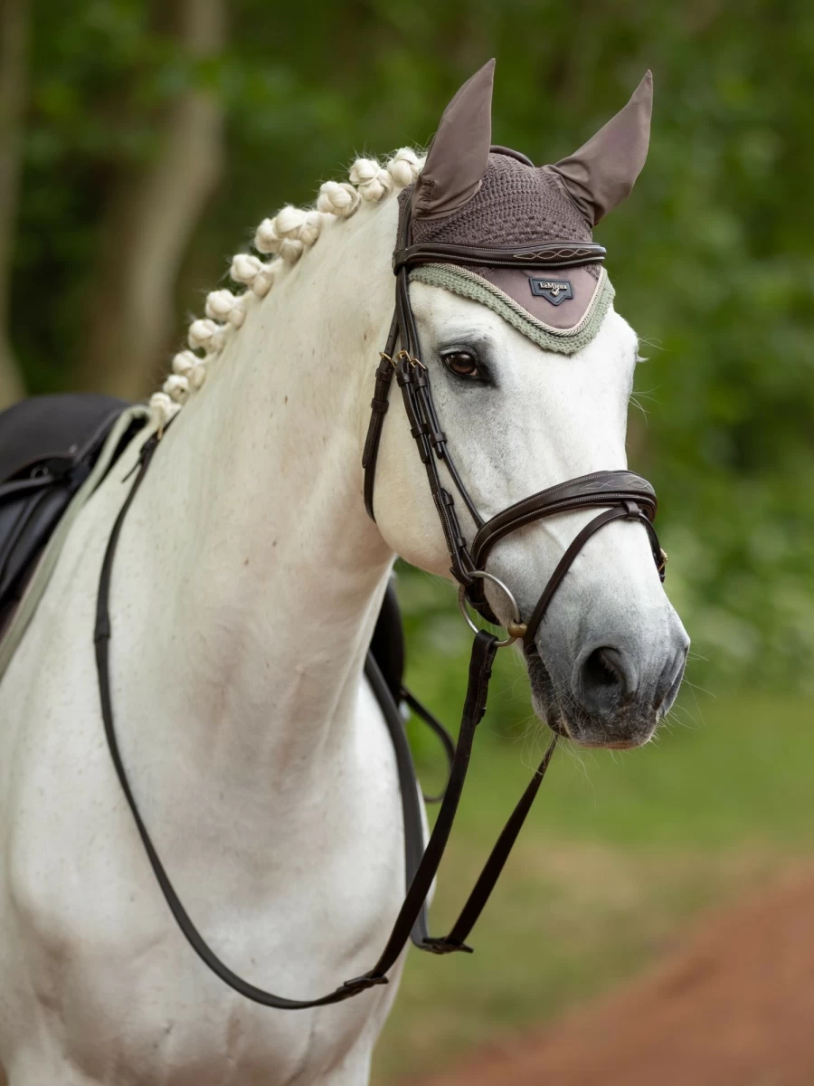 LeMieux Loire Fly Hood Walnut - Premium Equestrian Fly Hood for Horses