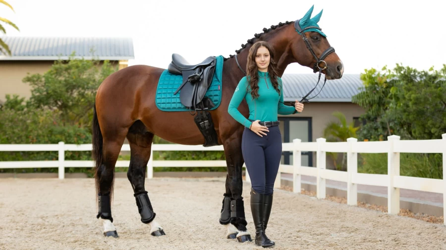 LeMieux Loire Memory Dressage Square Equestrian Peacock Show Sheet
