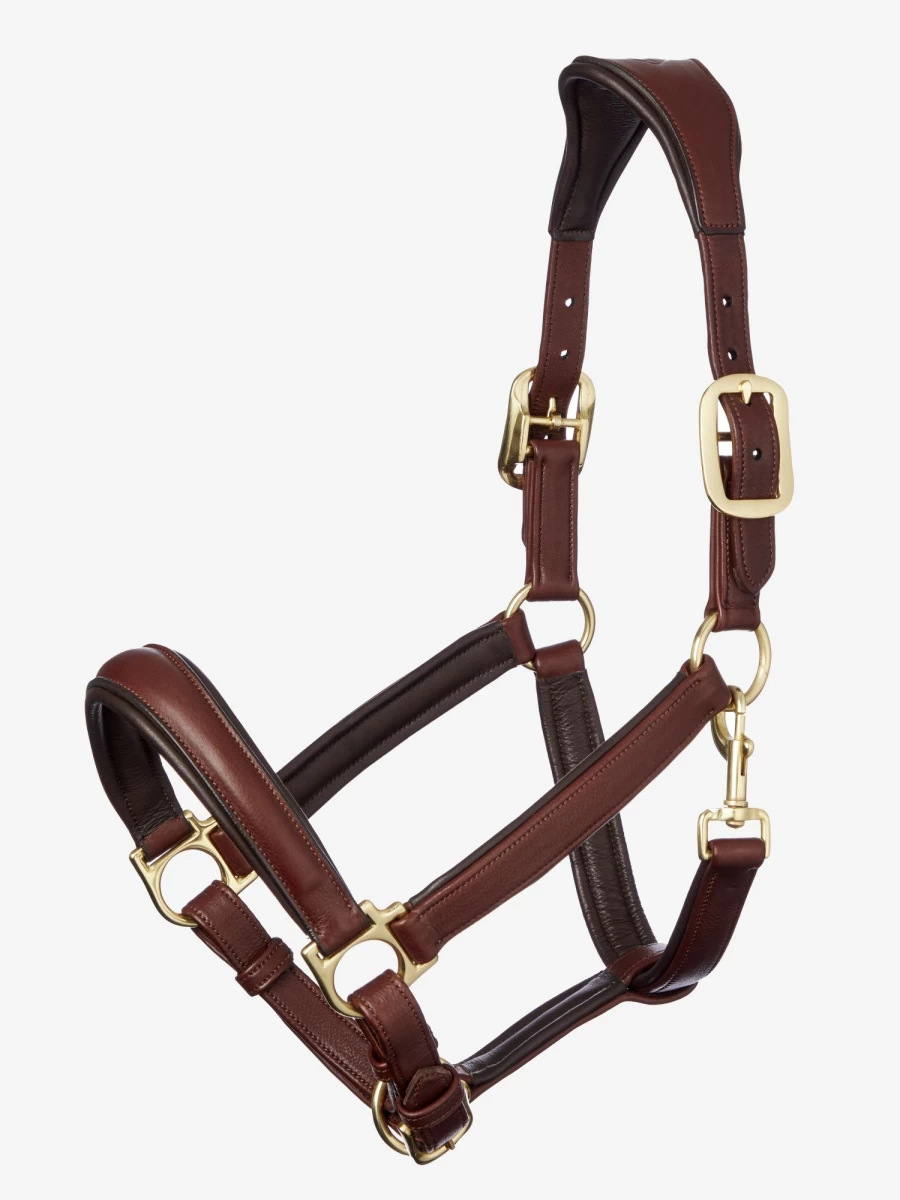 LeMieux Anatomic Headcollar for Horses - Comfortable Brown Leather Head Collar