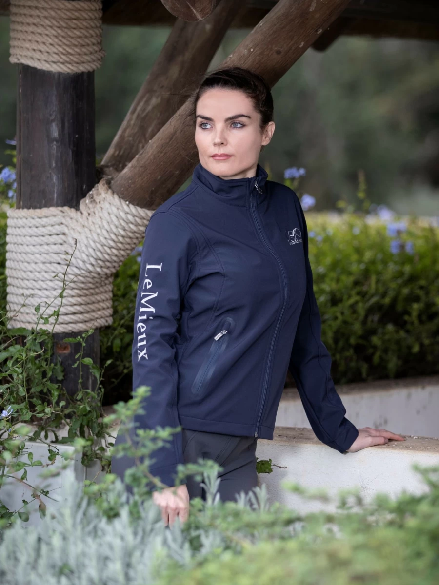LeMieux Team Navy Soft Shell Jacket for Men & Women - Lightweight Water-Resistant Outdoor Performance Coat