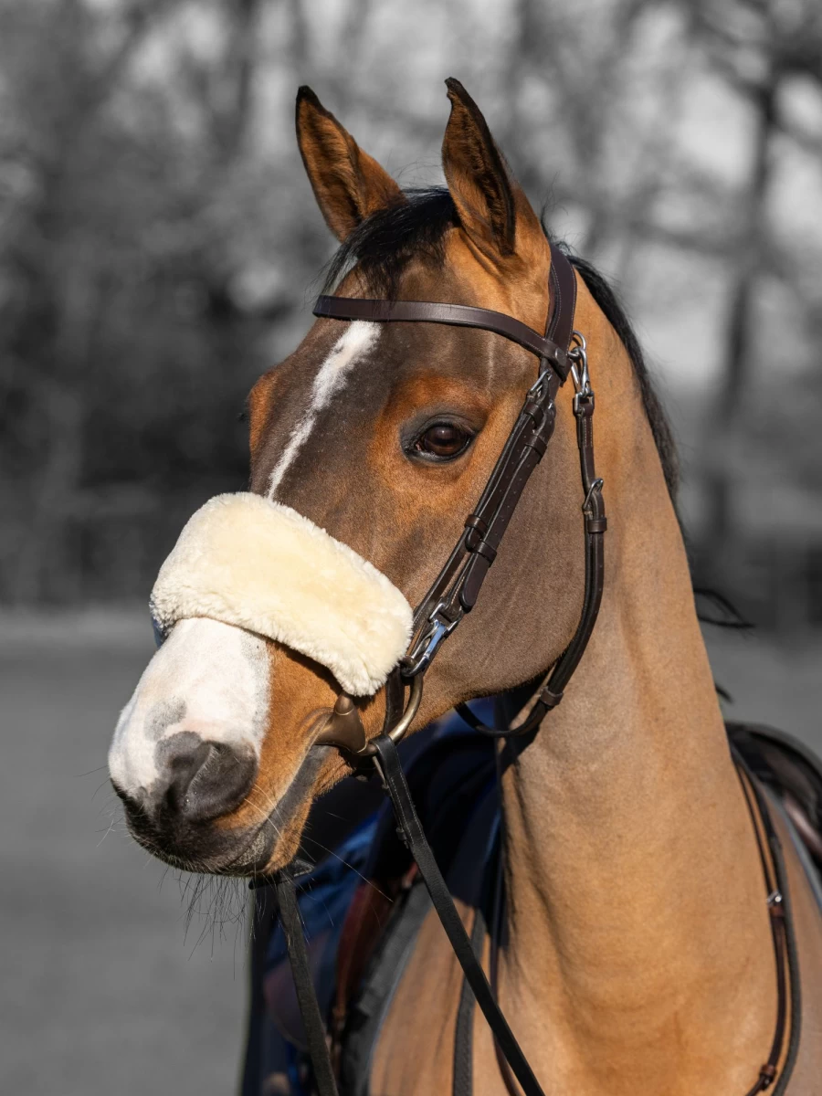LeMieux Simuwool Noseband Cover - Natural, One Size, Breathable Horse Noseband Cover
