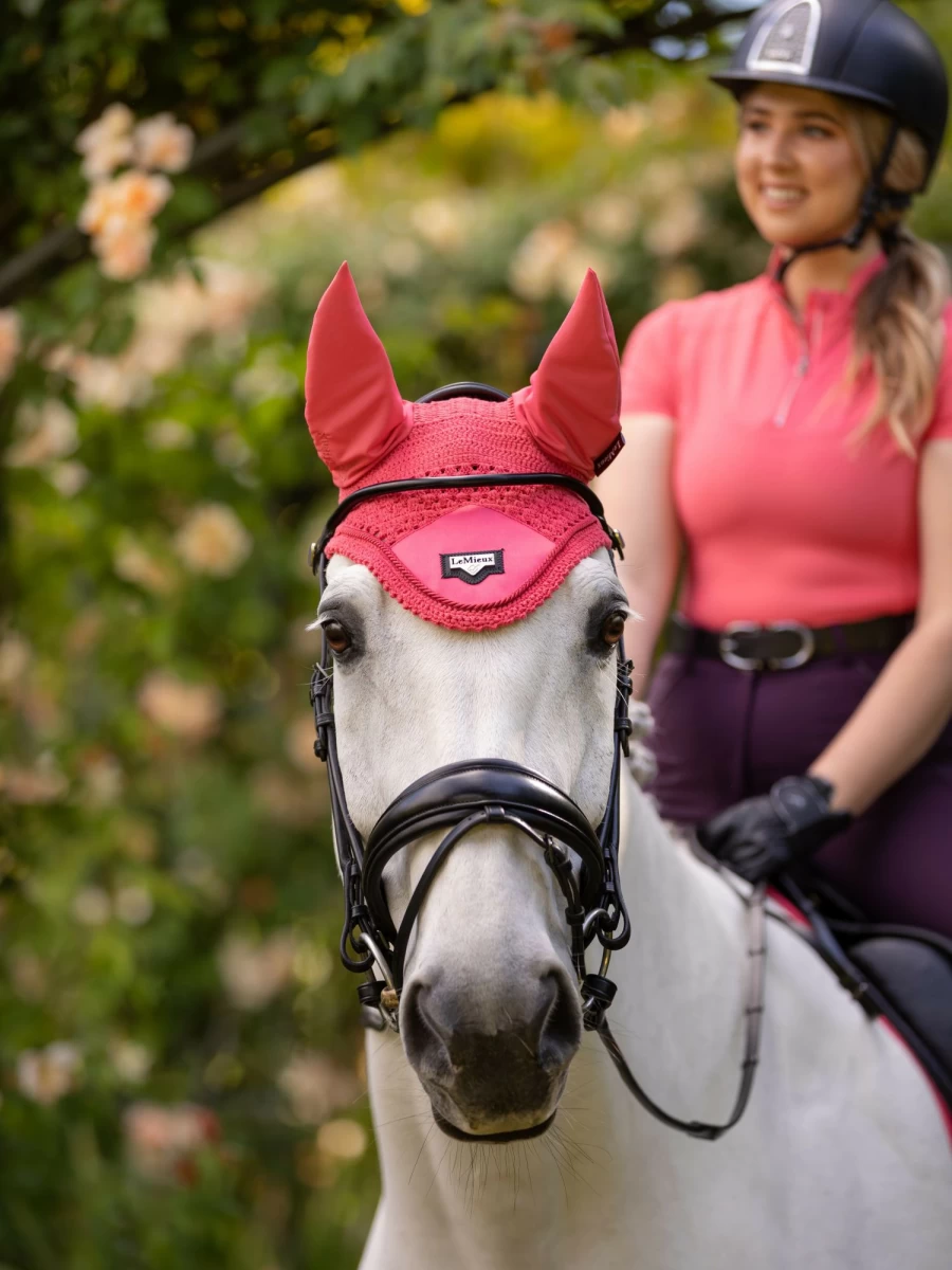 LeMieux Loire Fly Hood - Lightweight Papaya Equestrian Horse Riding Fly Mask