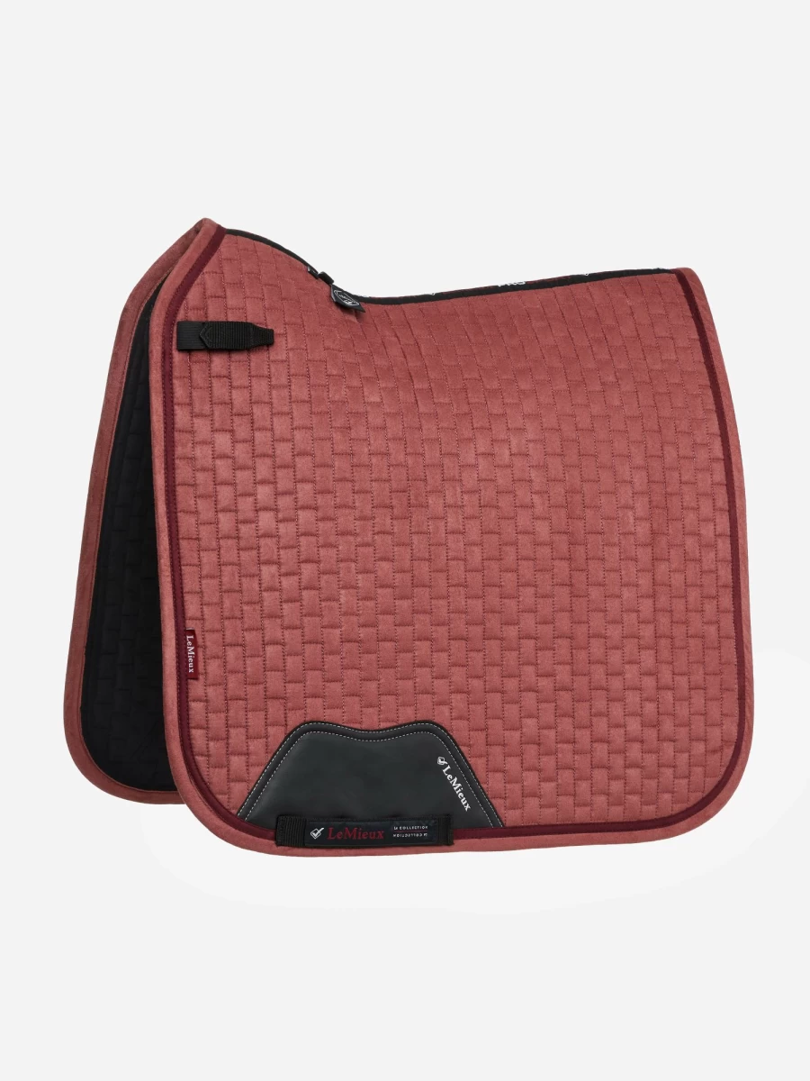LeMieux Suede Dressage Saddle Pad with Square Orchid Design for Equestrian Riding