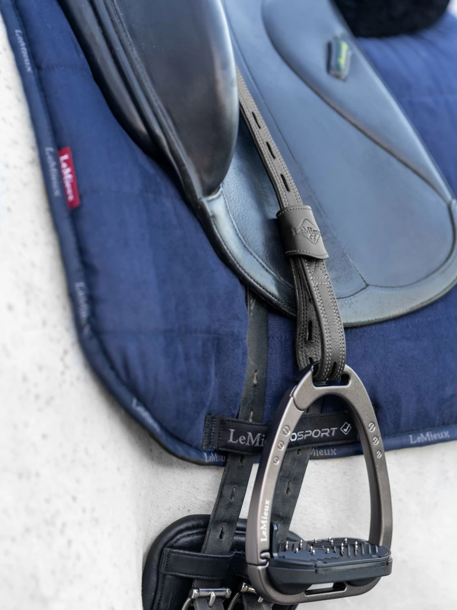 LeMieux Black Vector Close Contact Stirrup Leathers for Equestrian Riding