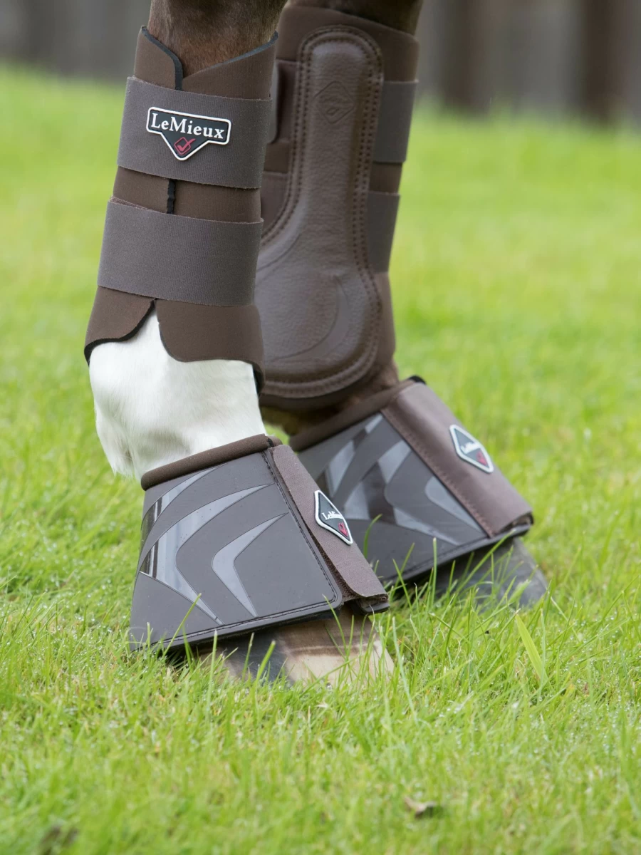 LeMieux ProShell Over Reach Boots for Horses - Durable Brown Protective Horse Boots