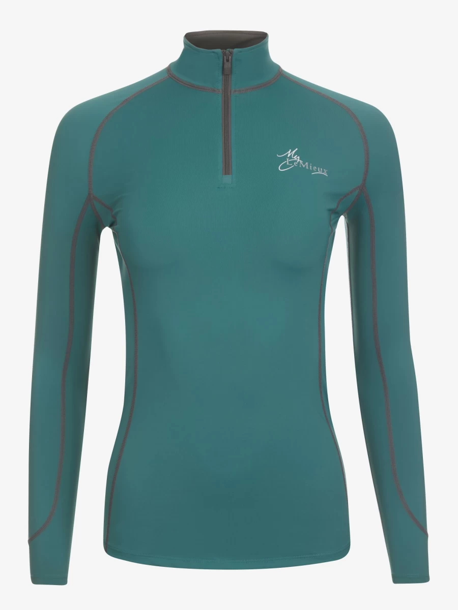 LeMieux Women's Base Layer Top - Lightweight Peacock Blue Thermal Shirt for Active Wear