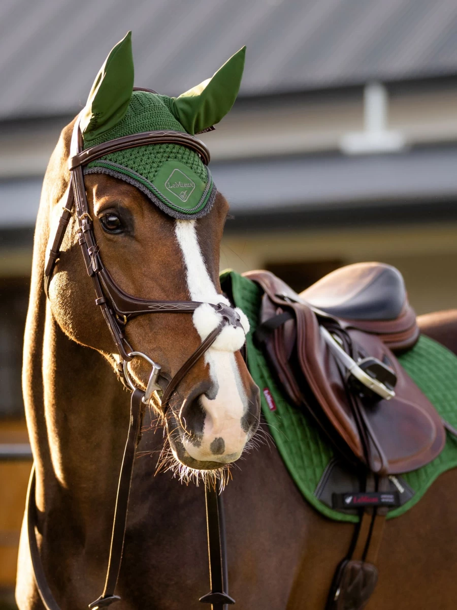 LeMieux Classic Fly Hood Hunter Green - Lightweight Horse Fly Hood for Sun & Insect Protection