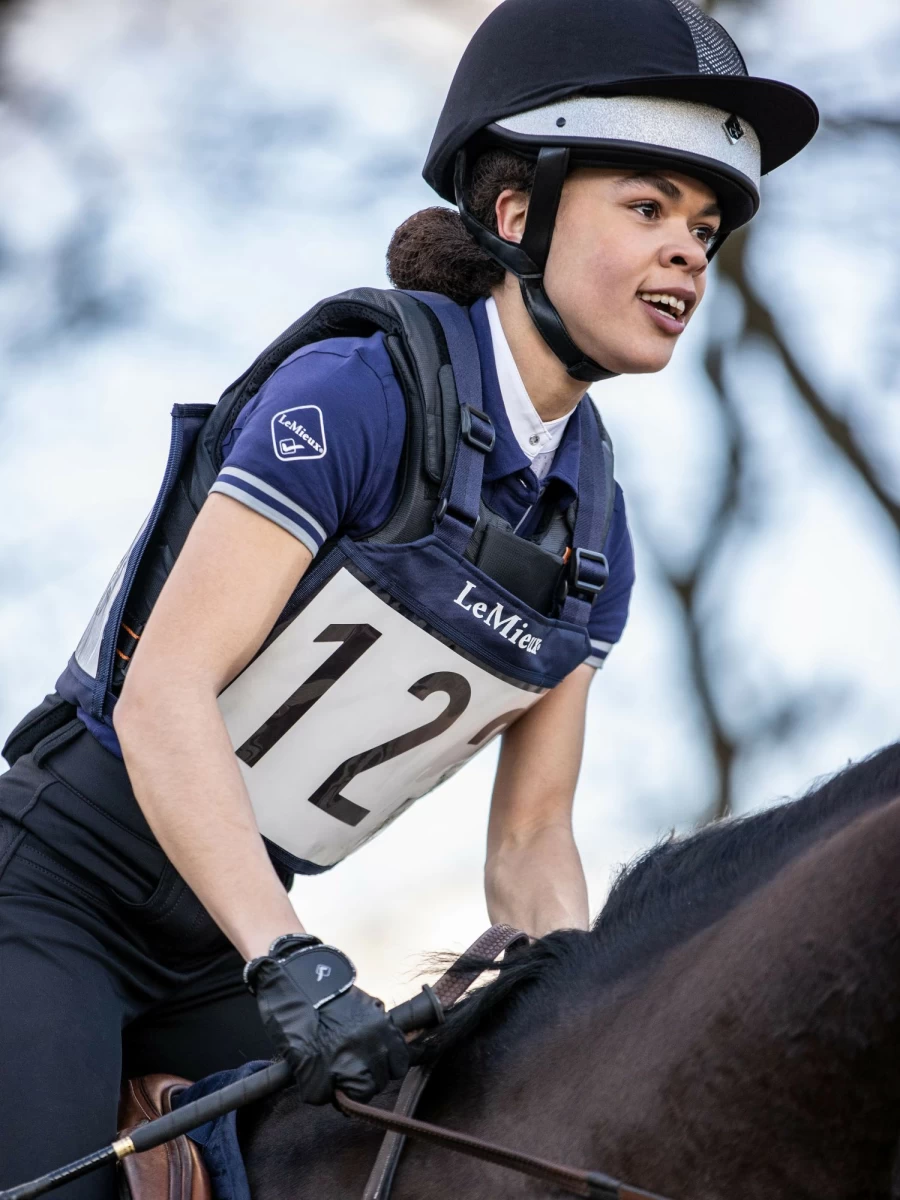 LeMieux Navy Eventing Bib - Breathable Equestrian One Size Riding Breeches