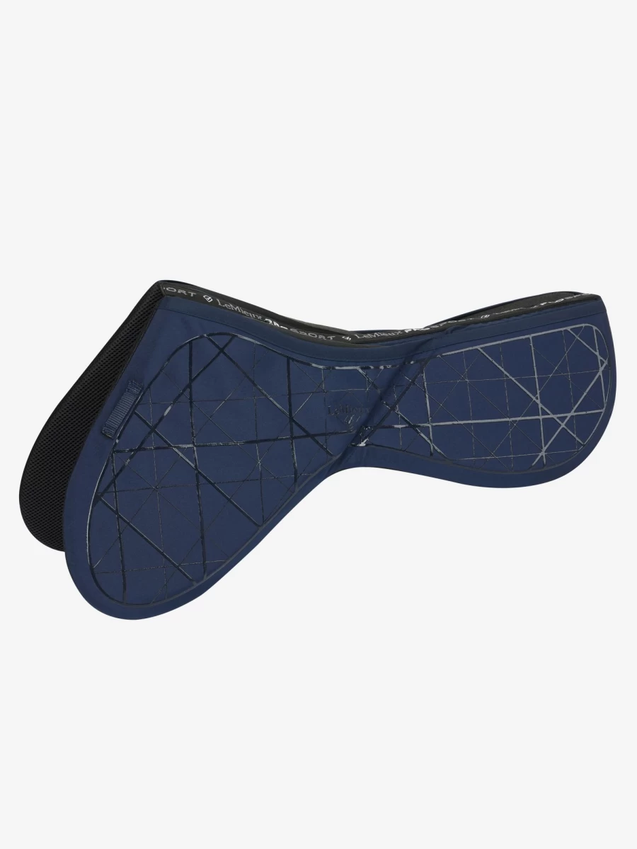 LeMieux Matrix Support Euro Jump Half Pad - Navy Blue, Large Size, Horse Riding Gel Cushion for Shock Absorption