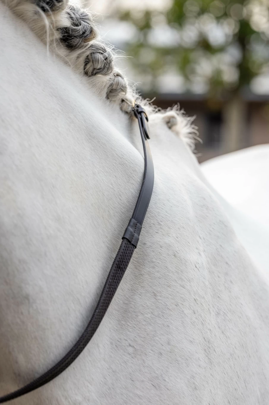 LeMieux Rubber Reins for Horses - Durable Brown Leather with Brass Hardware | Equestrian Training Gear