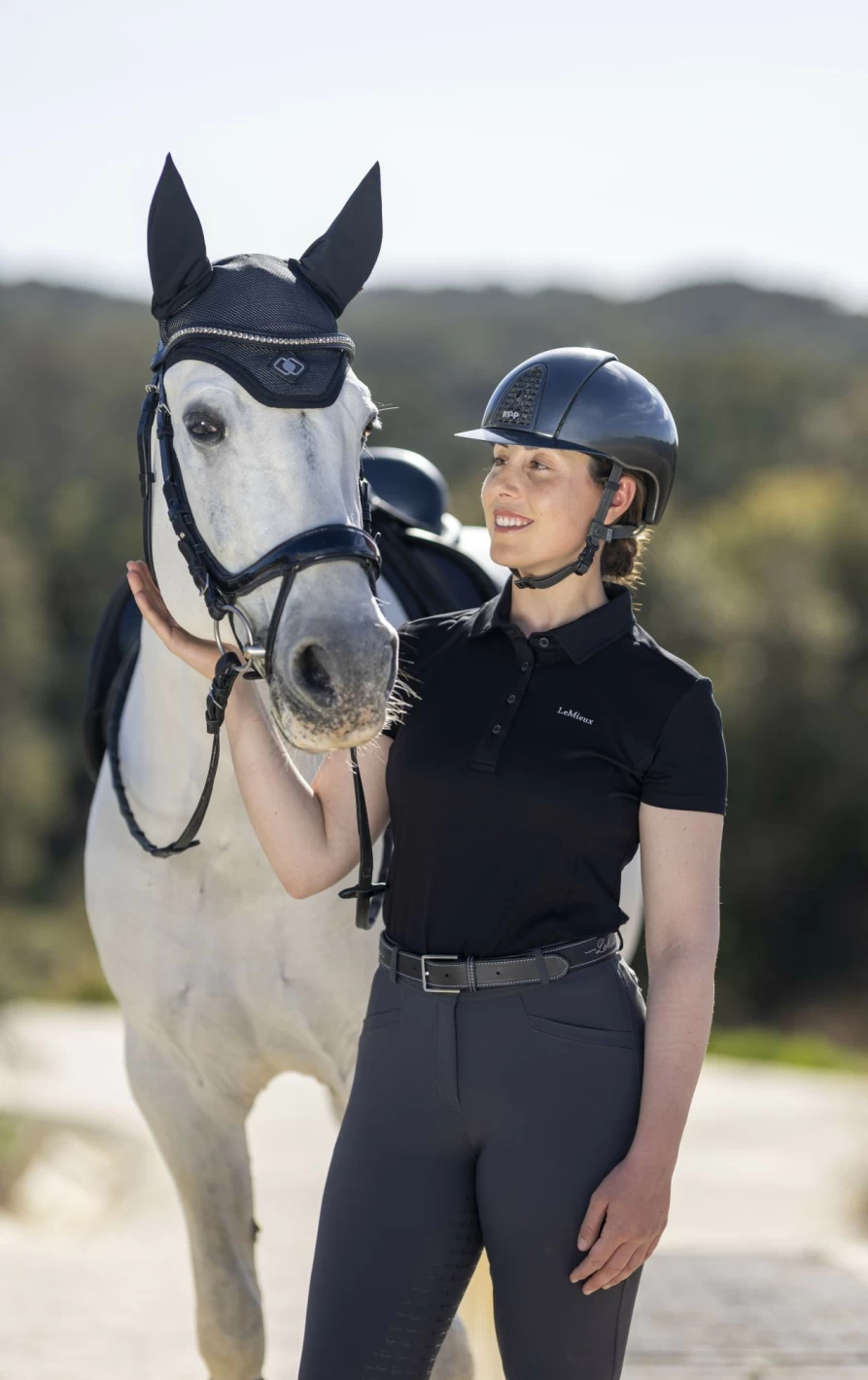 LeMieux Ultra Lightweight Mesh Fly Hood - Breathable Black Horse Fly Mask for Sun & Insect Protection