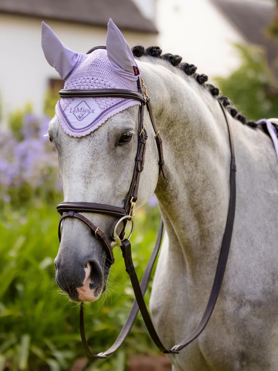 LeMieux Classic Fly Hood with Wisteria Design - Breathable Horse Fly Mask for Sun & Insect Protection