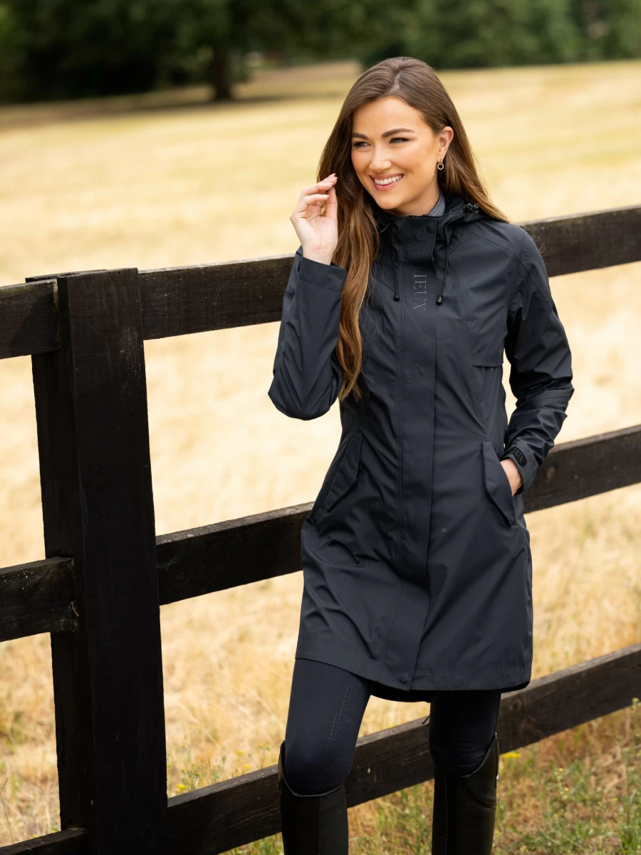 LeMieux Grace Waterproof Long Raincoat for Women in Navy Blue